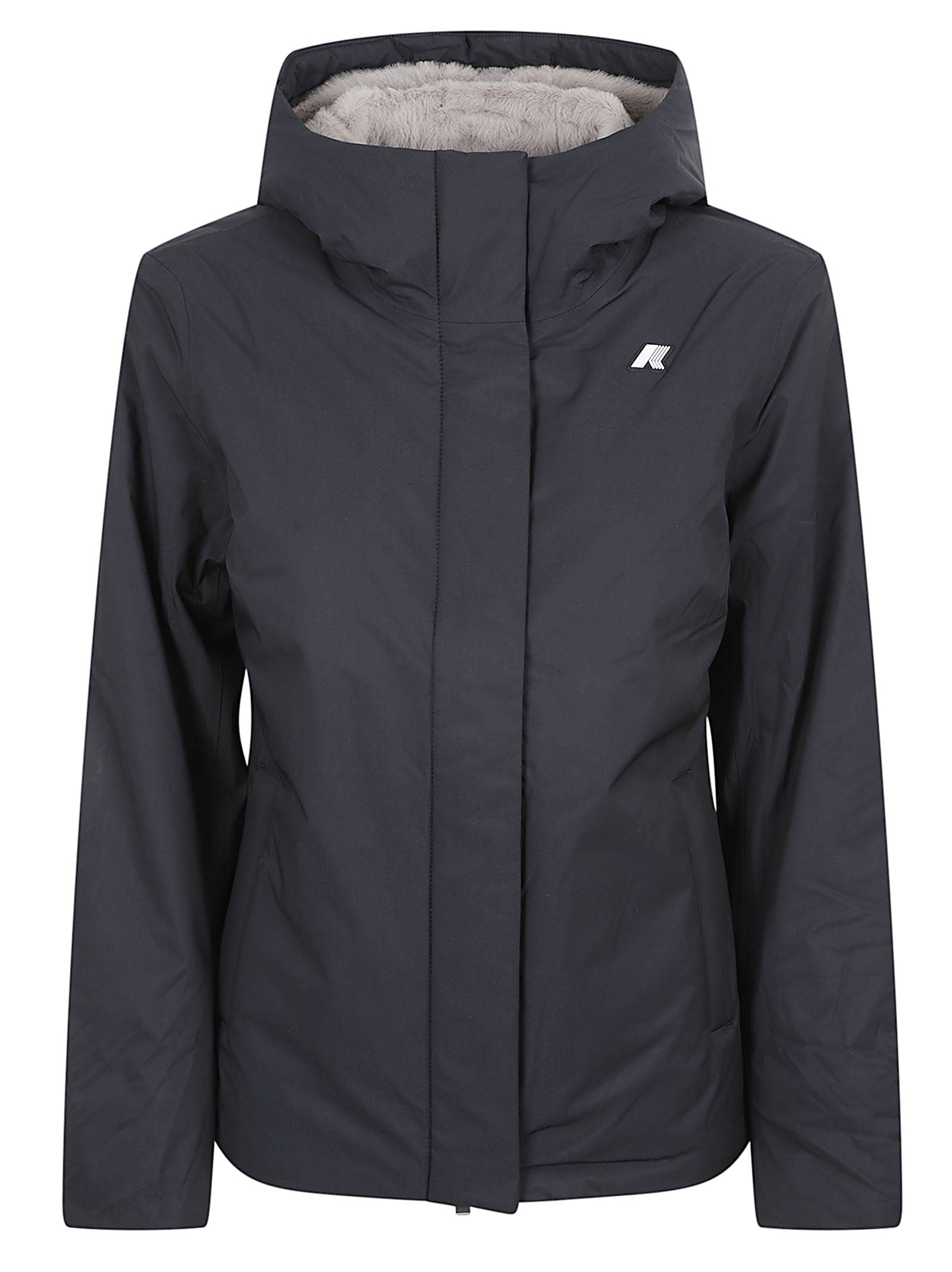 GIACCA DONNA IMPERMEABILE K81449W DCB BLACK PURE-GREY WARM  KWAY 