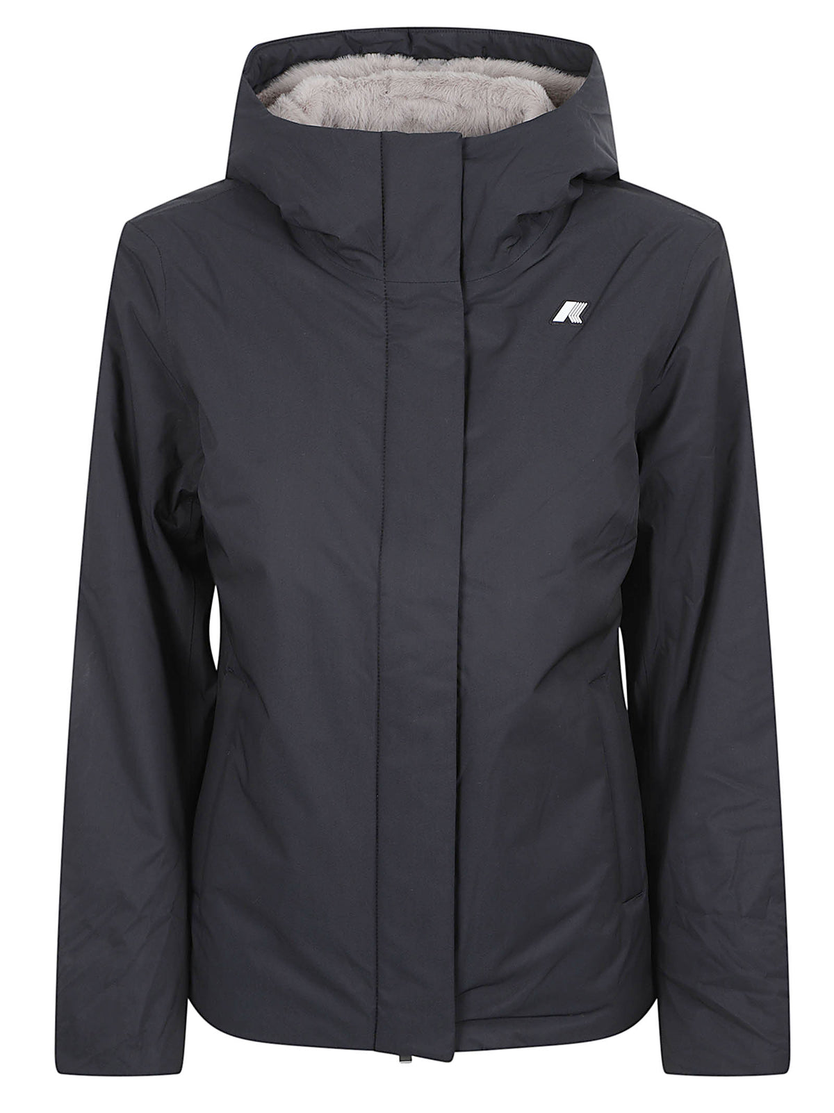 GIACCA DONNA IMPERMEABILE LIL TWILL SOFT BEAVER - KWAY K81449W DCB BLACK PURE-GREY WARM  KWAY 