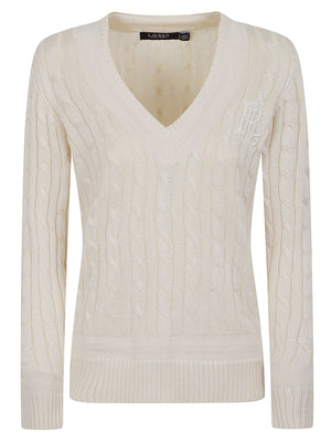 MAGLIONE DONNA A TRECCE 200888795 011 MASCARPONE CREAM LAUREN 