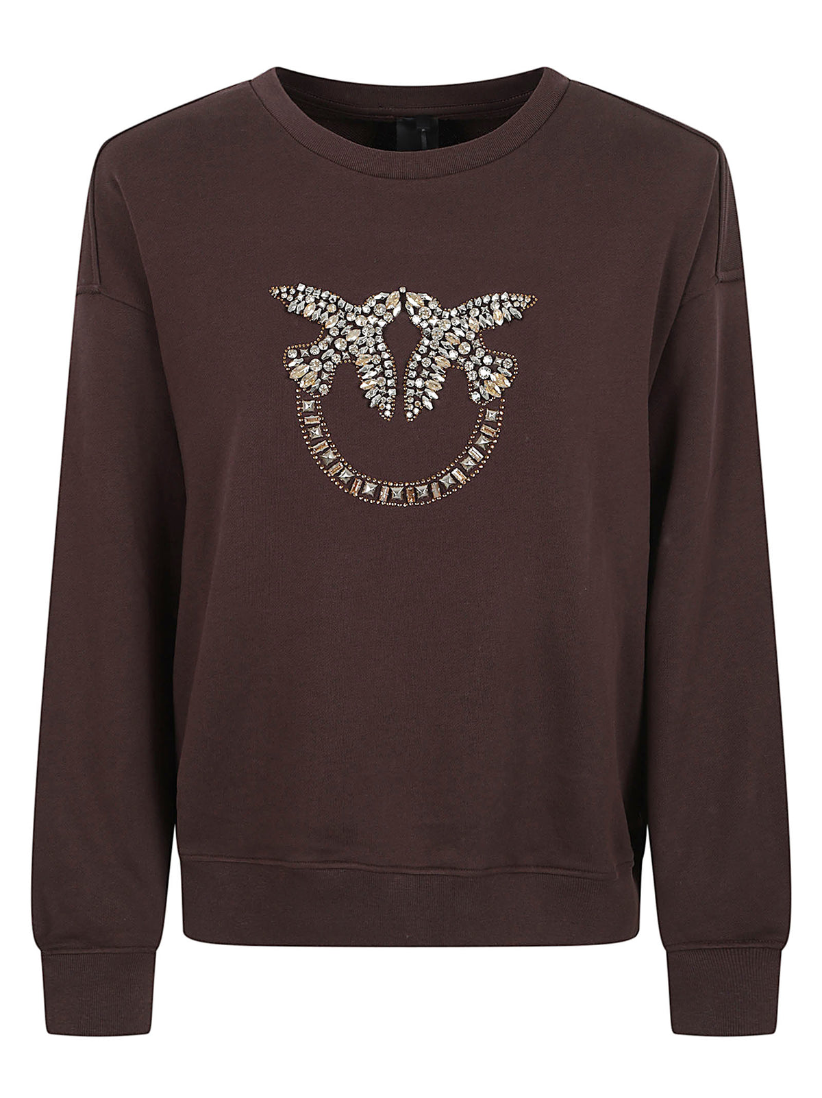 FELPA DONNA CON STRASS NELLY - PINKO 100534 A3JQL72 MARRONE TESTA DI MORO PINKO 