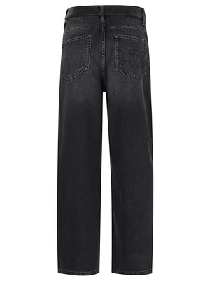 JEANS DONNA WIDE LEG<BR/> 103857 A3GWPJ4 LAVAGGIO BLACK SCURO PINKO 