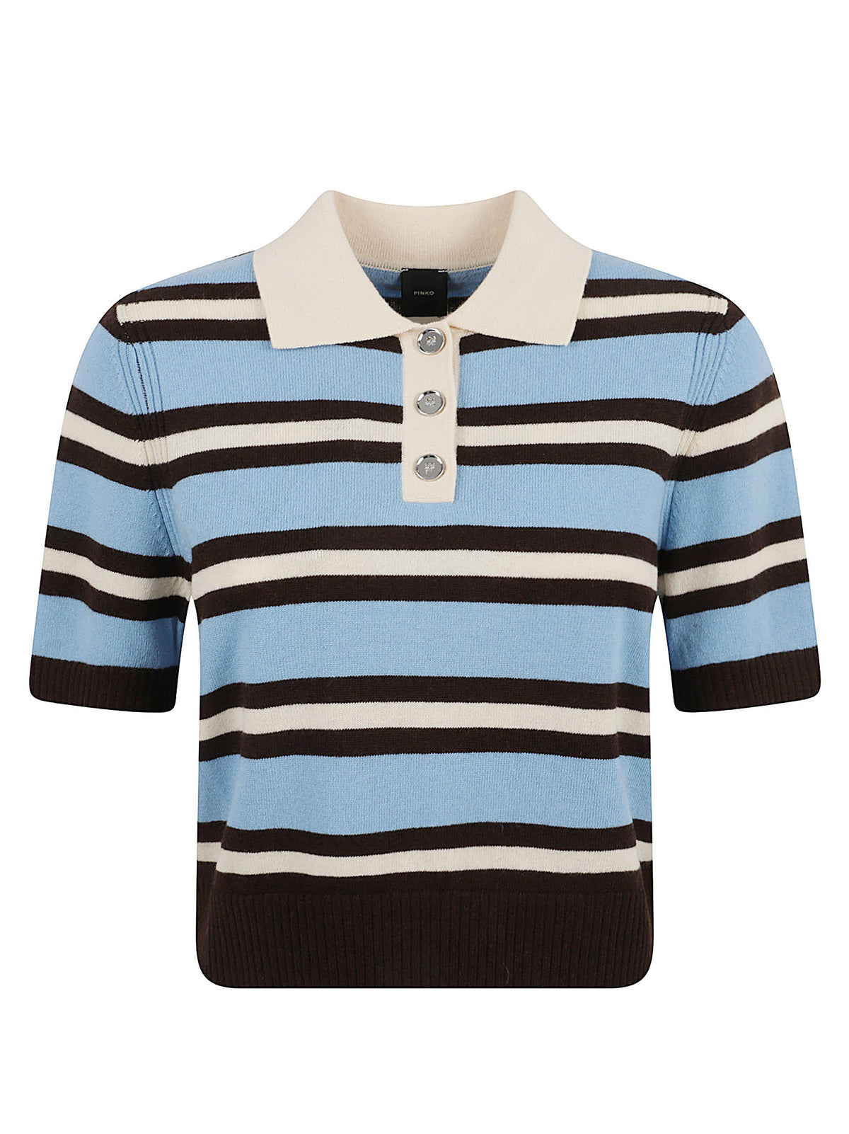 POLO DONNA IN MAGLIA GORGONA - PINKO 105450 A3G1EL2 AZZURRO-MARRONE PINKO 