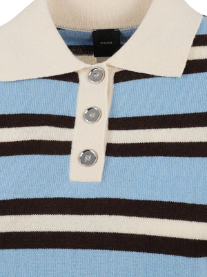 POLO DONNA IN MAGLIA GORGONA - PINKO 105450 A3G1EL2 AZZURRO-MARRONE PINKO 