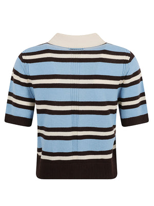 POLO DONNA IN MAGLIA GORGONA - PINKO 105450 A3G1EL2 AZZURRO-MARRONE PINKO 
