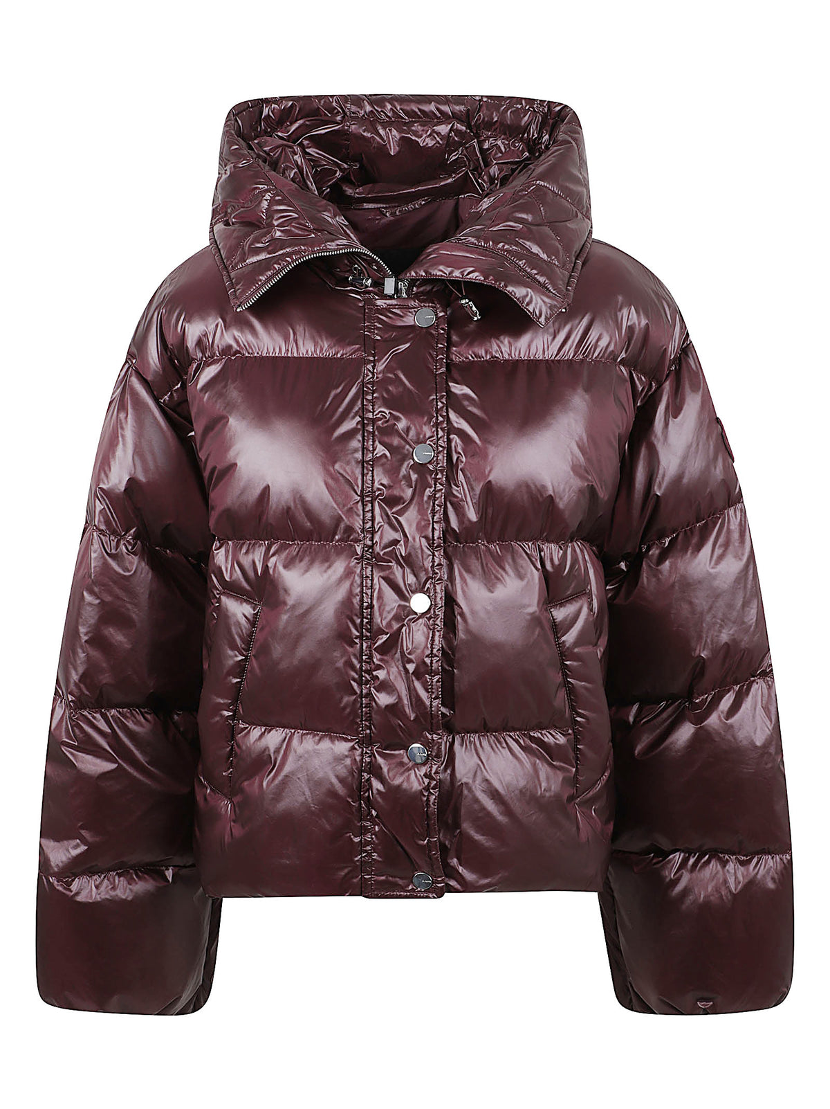 GIACCA DONNA IMBOTTITA CON CAPPUCCIO 105656 A3FIRR7 BORDEAUX SCURO PINKO 