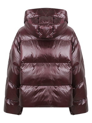 GIACCA DONNA IMBOTTITA CON CAPPUCCIO 105656 A3FIRR7 BORDEAUX SCURO PINKO 