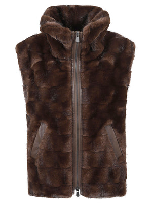 ECOPELLICCIA SENZA MANICHE - PINKO<BR/> 106939 A3C5M11 MARRONE-CHICCO DI CAFFE PINKO 
