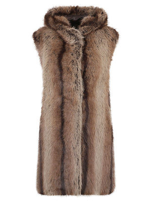 GILET DONNA LUNGO EFFETTO PELLICCIA GALEARIS - PINKO 107042 A3C6D31 BEIGE-GALLINACCIO PINKO 