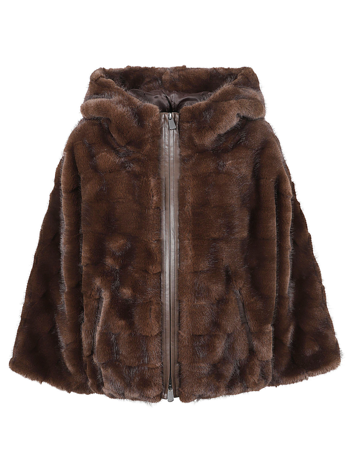 GIACCA ECO PELLICCIA CON CAPPUCCIO - PINKO 107054 A3C5M11 MARRONE-CHICCO DI CAFFE PINKO 