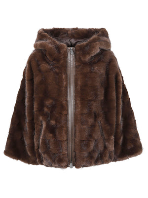 GIACCA ECO PELLICCIA CON CAPPUCCIO - PINKO 107054 A3C5M11 MARRONE-CHICCO DI CAFFE PINKO 