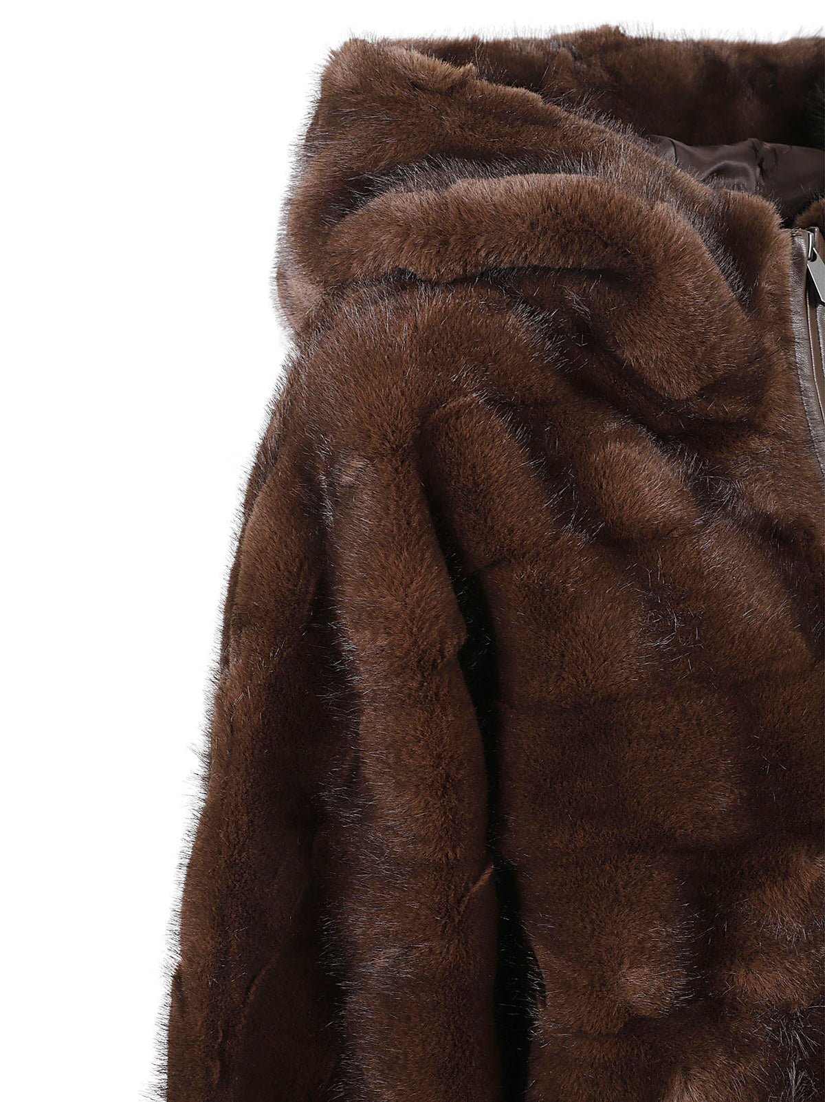 GIACCA ECO PELLICCIA CON CAPPUCCIO - PINKO 107054 A3C5M11 MARRONE-CHICCO DI CAFFE PINKO 