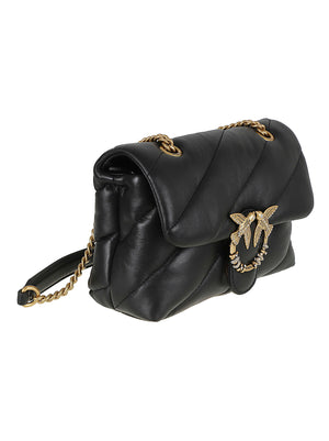 BORSA DONNA IMBOTTITA IN PELLE 107058 A0F2Z99Q NERO-ANTIQUE GOLD PINKO 