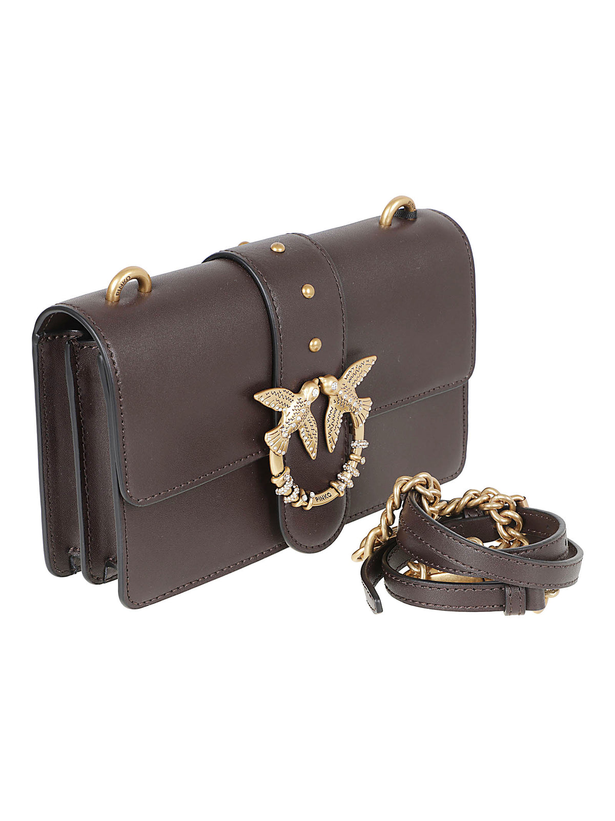 BORSA DONNA A TRACOLLA MINI LOVE BAG ONE - PINKO 107071 A0F1M12Q MARRONE MARASCA-ANTIQUE PINKO 
