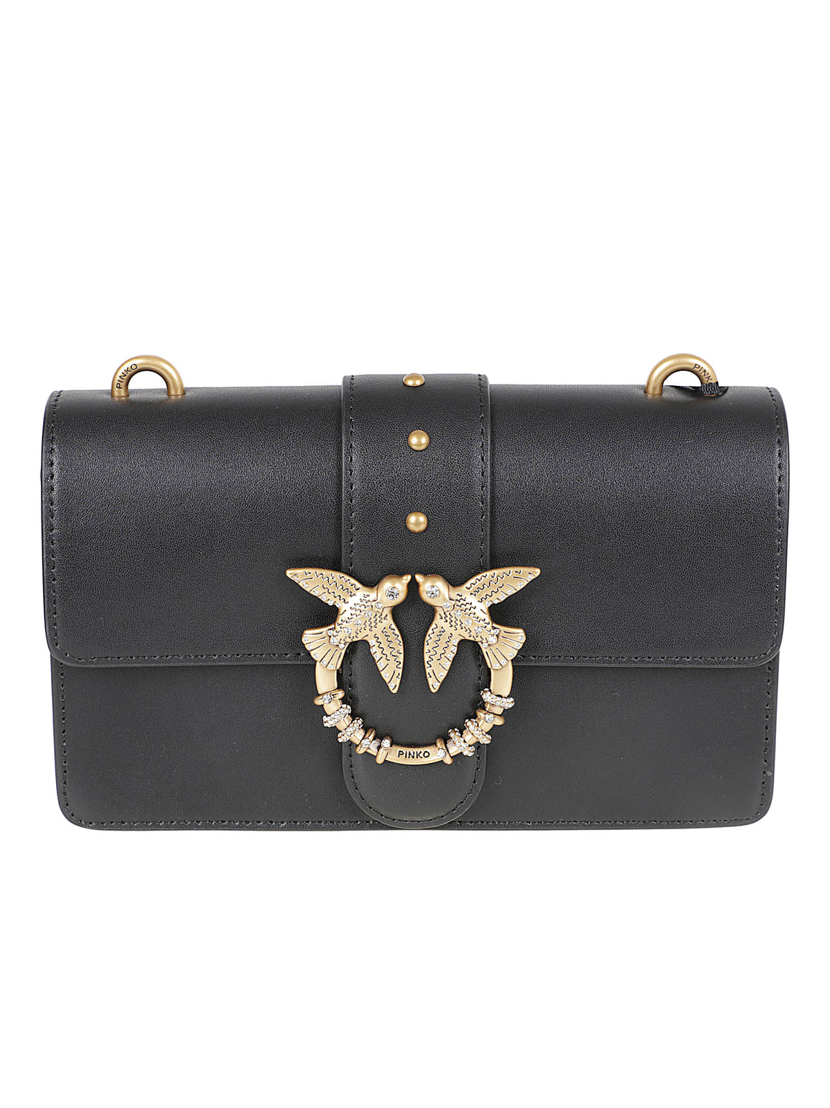 BORSA DONNA A TRACOLLA MINI LOVE BAG ONE - PINKO 107071 A0F1Z99Q NERO-ANTIQUE GOLD PINKO 