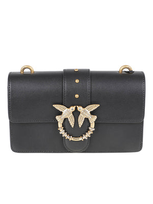 BORSA DONNA A TRACOLLA MINI LOVE BAG ONE - PINKO 107071 A0F1Z99Q NERO-ANTIQUE GOLD PINKO 