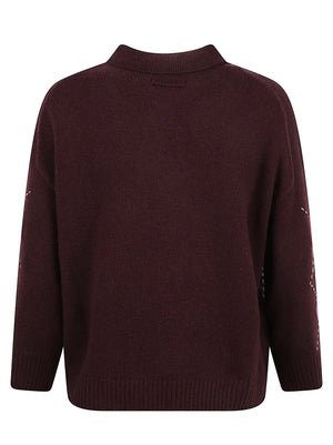 MAGLIONE DONNA IN MAGLIA A ROMBI CORK - PINKO 107286 A3IEYN2 BORDEAUX-ROSA PINKO 