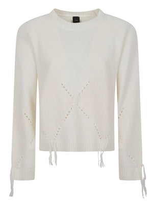 MAGLIONE DONNA A ROMBI<BR/> 107377 A3JEC15 BEIGE RUGIADA PINKO 