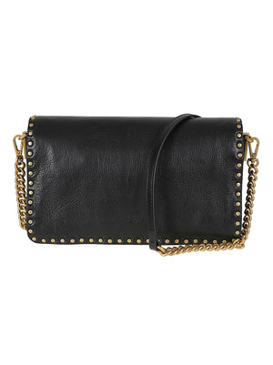 BORSA DONNA IN PELLE CON BORCHIE 107664 A2JGZ99Q NERO-ANTIQUE GOLD PINKO 