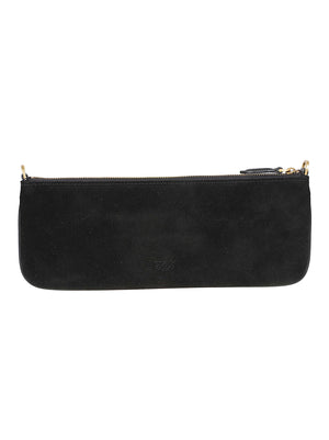 BORSA A SPALLA DONNA NEW HORIZONTAL FLAT - PINKO <BR/> 107669 A0F6Z99Q NERO-ANTIQUE GOLD PINKO 