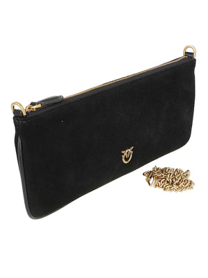 BORSA A SPALLA DONNA NEW HORIZONTAL FLAT - PINKO <BR/> 107669 A0F6Z99Q NERO-ANTIQUE GOLD PINKO 