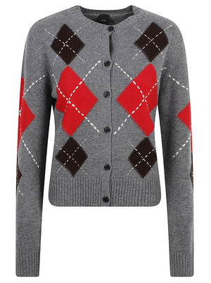 MAGLIONE DONNA IN MAGLIA A ROMBI CARDIFF - PINKO<BR/> 107824 A3IEIL1 GRIGIO MARRONE PINKO 