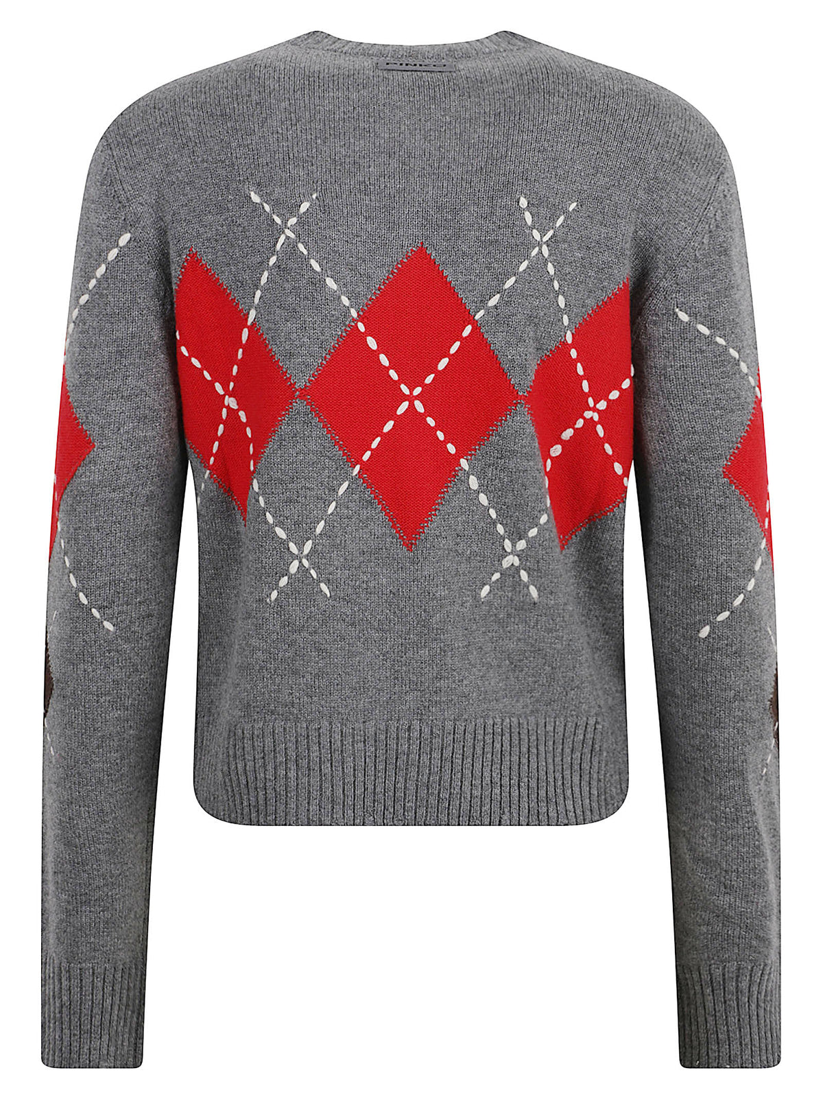 MAGLIONE DONNA IN MAGLIA A ROMBI CARDIFF - PINKO<BR/> 107824 A3IEIL1 GRIGIO MARRONE PINKO 