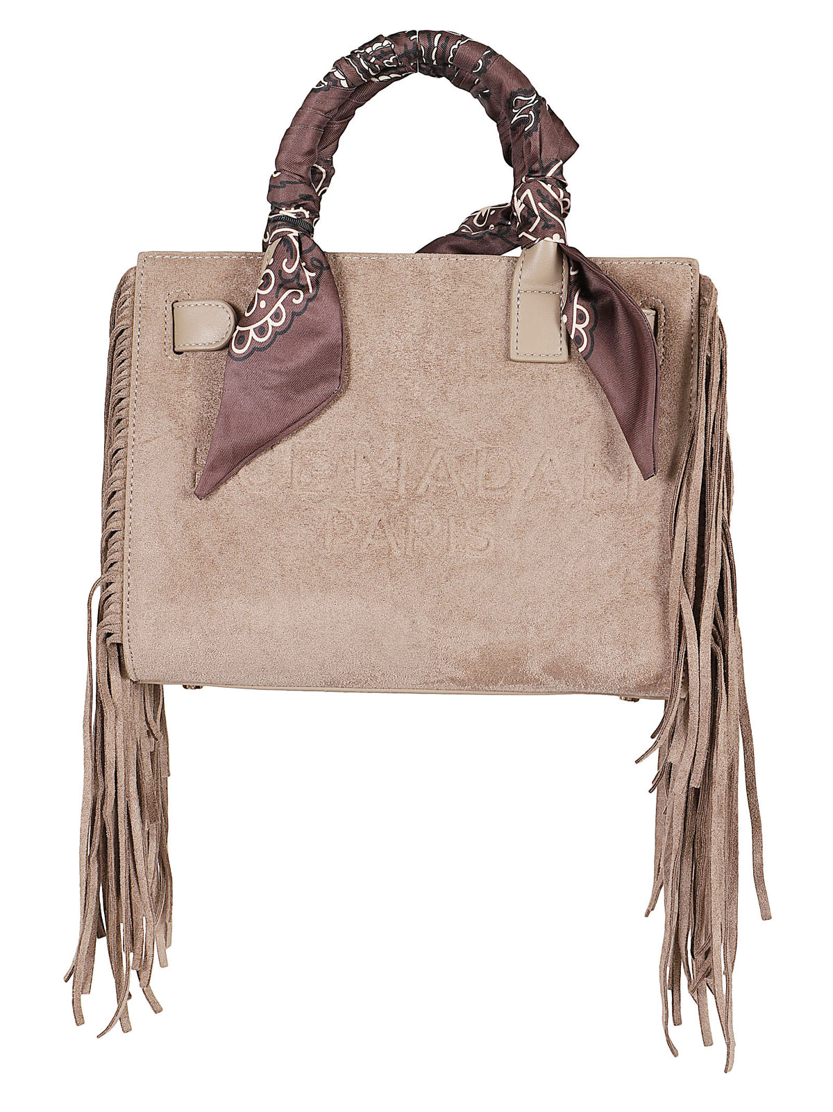 BORSA A MANO CANYON MINI TOTE FRINGES - RUE MADAM PARIS<BR/> CANYON MINI TOTE FRINGES SUEDE GREY  RUE MADAM 