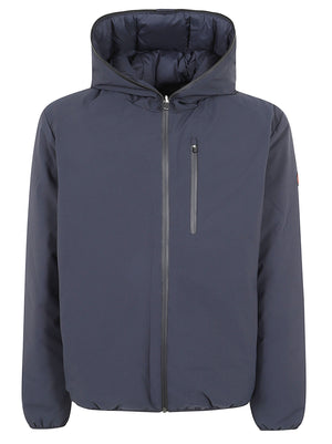 GIACCA UOMO REVERSIBILE CON CAPPUCCIO FISSO MATT - SAVE THE DUCK<BR/> D33600M MATT2190010 BLUE BLACK SAVE THE DUCK 