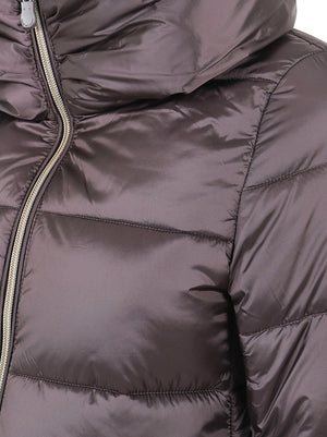 GIACCA DONNA CON CAPPUCCIO LYSA - SAVE THE DUCK D40279W IRIS2140009 BROWN BLACK SAVE THE DUCK 