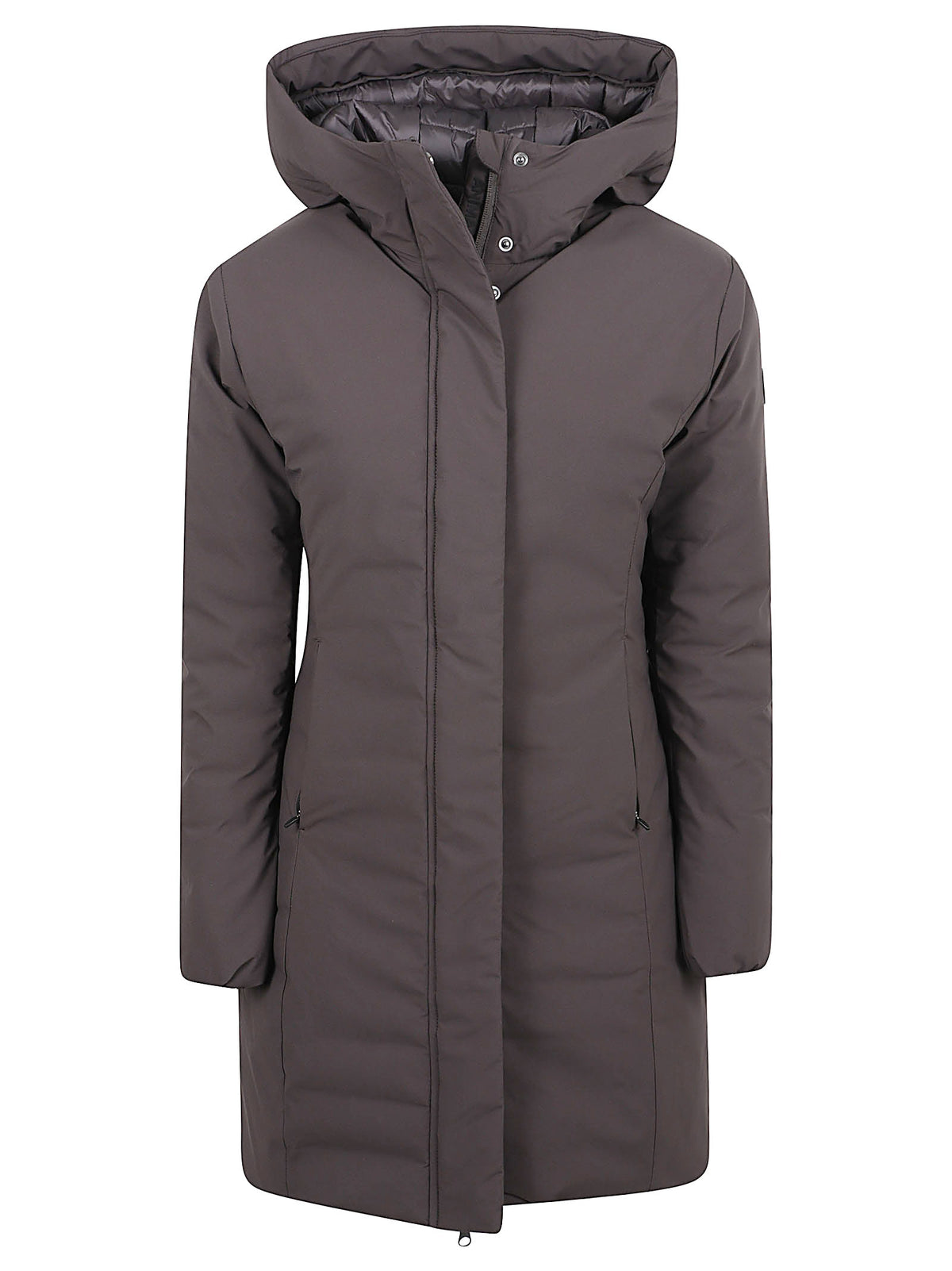GIACCA LUNGA DONNA LEYLA - SAVE THE DUCK<BR/> D45430W MATT2340009 BROWN BLACK SAVE THE DUCK 
