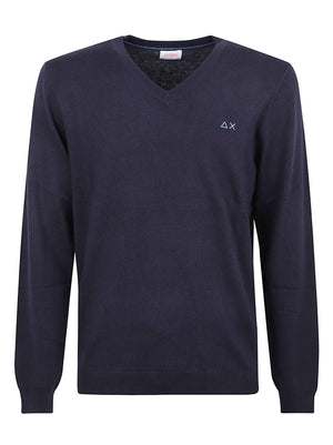 MAGLIONE UOMO A SCOLLO V BASIC - SUN68 K46104 07 NAVY BLUE SUN68 