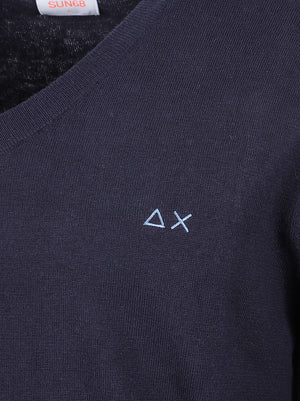 MAGLIONE UOMO A SCOLLO V BASIC - SUN68 K46104 07 NAVY BLUE SUN68 
