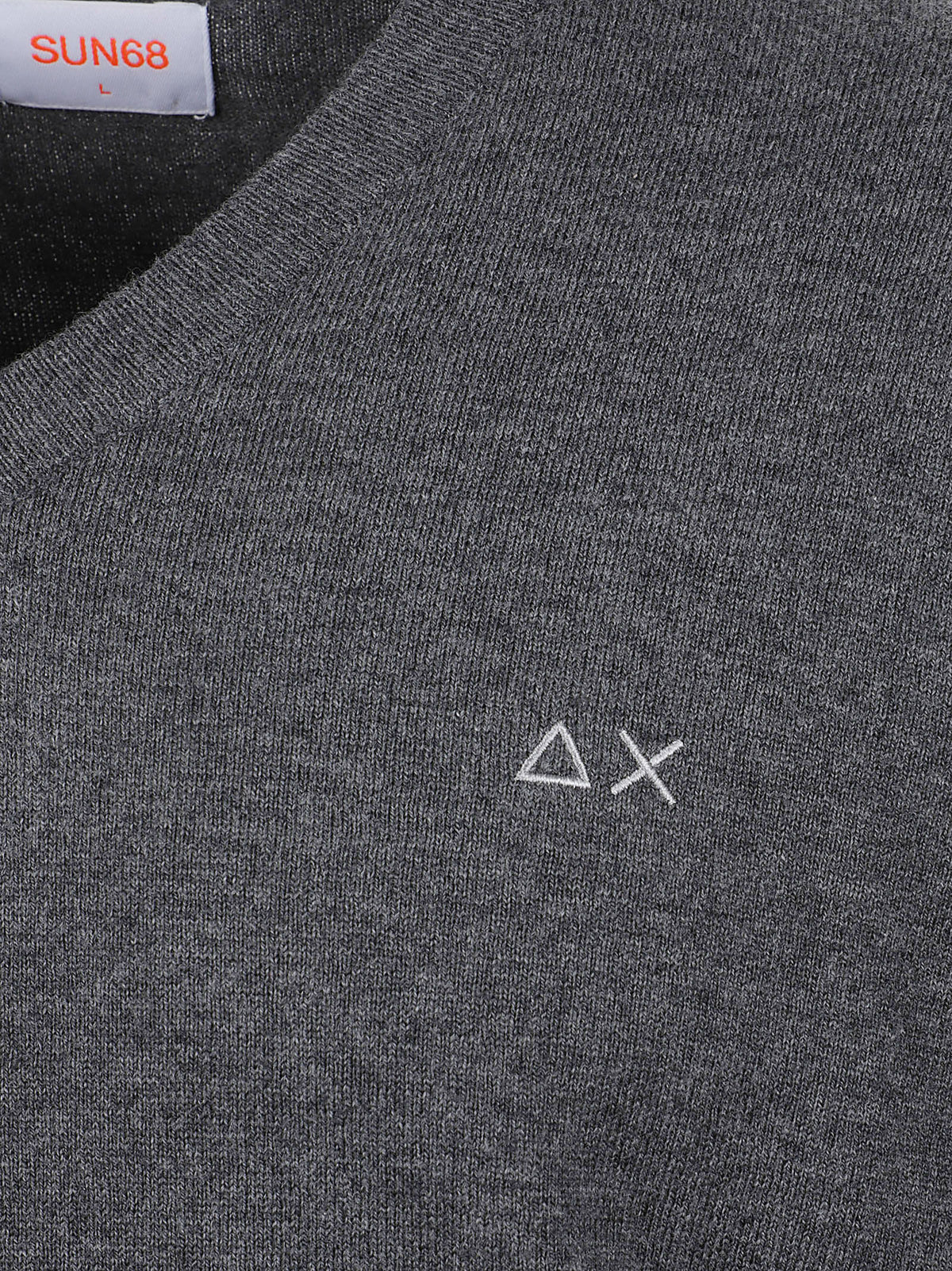 MAGLIONE UOMO SCOLLO A V BASIC - SUN68<BR/> K46104 47 Grigio scuro SUN68 