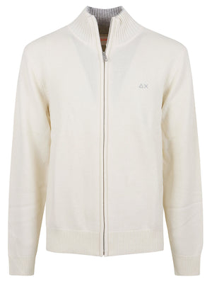 CARDIGAN UOMO TRACKZIP WARM WOO - SUN68<BR/> K46114 31 BIANCO PANNA SUN68 