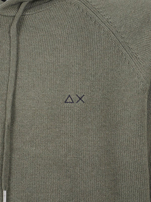 MAGLIA CON CAPPUCCIO UOMO WARM WOOL - SUN68<BR/> K46115 74 MILITARE SCURO SUN68 