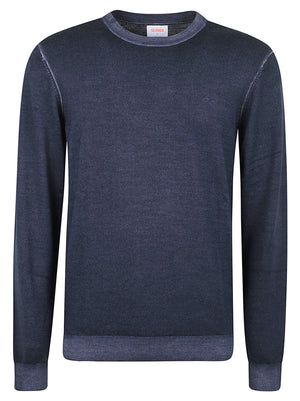 MAGLIONE GIROCOLLO UOMO VINTAGE DYED - SUN68 K46129 07 NAVY BLUE SUN68 