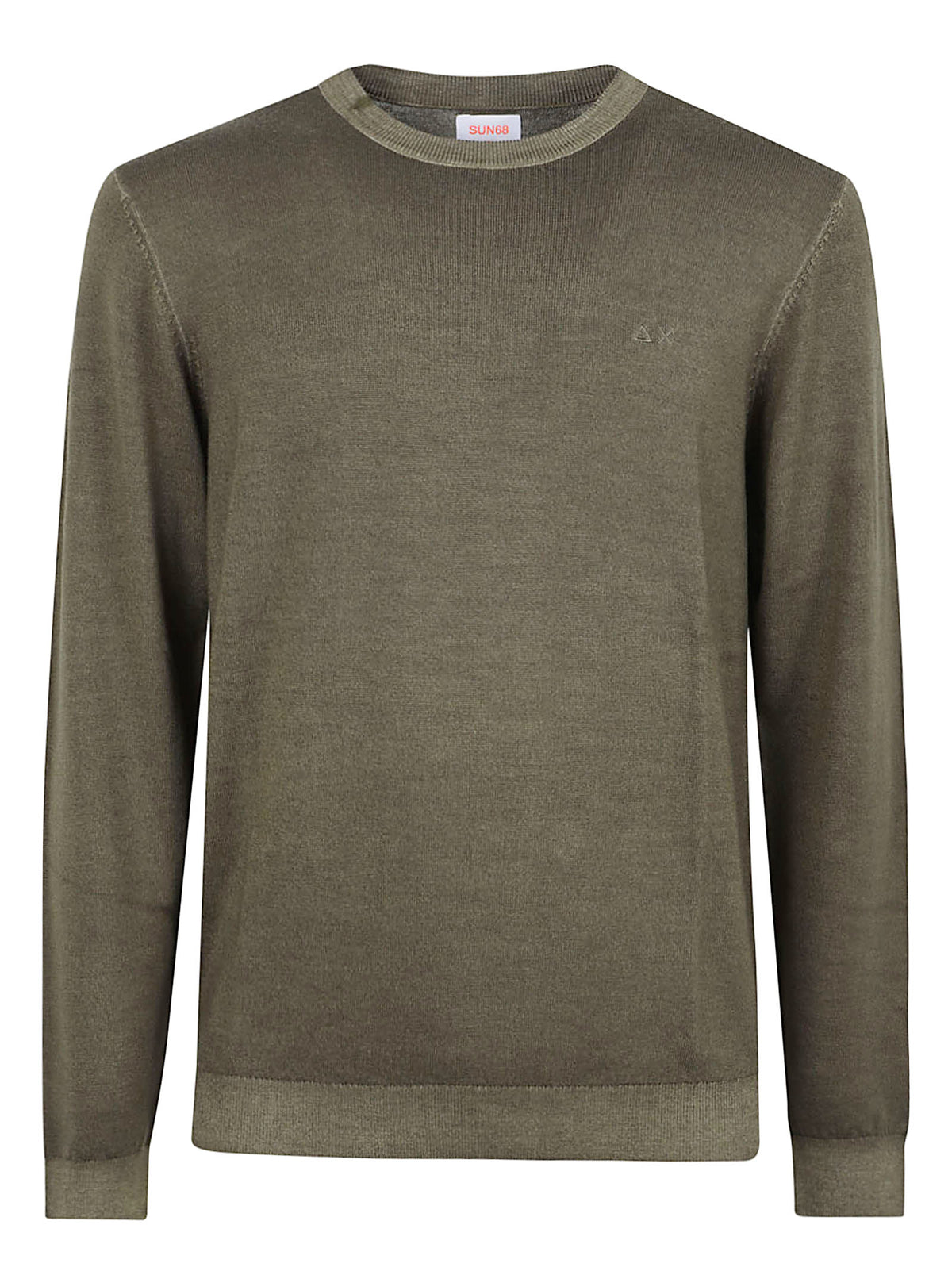 MAGLIONE GIROCOLLO UOMO VINTAGE DYED - SUN68<BR/> K46129 74 MILITARE SCURO SUN68 