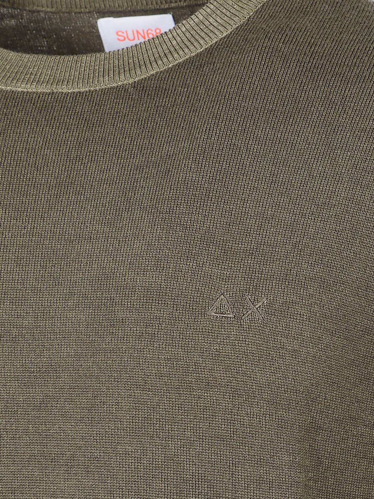 MAGLIONE GIROCOLLO UOMO VINTAGE DYED - SUN68<BR/> K46129 74 MILITARE SCURO SUN68 