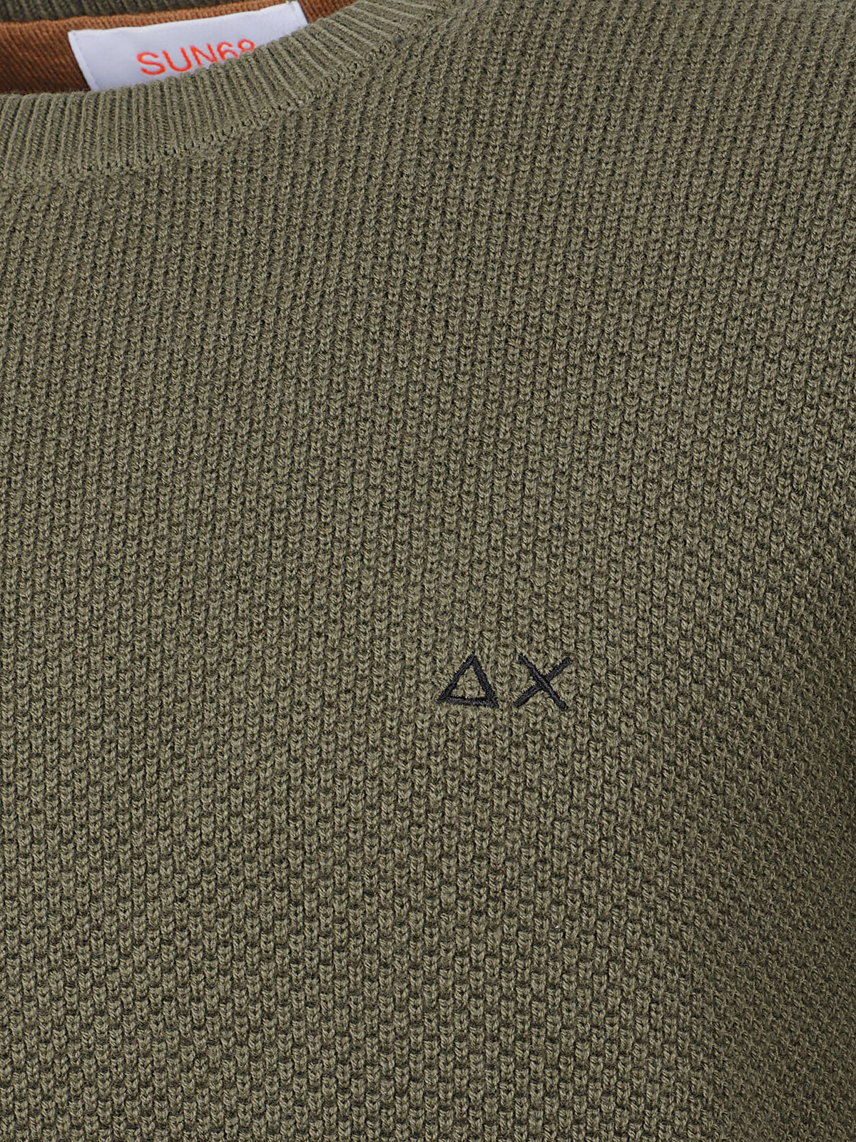 MAGLIONE GIROCOLLO UOMO  RICE KNITWAY - SUN68 <BR/> K46134 74 MILITARE SCURO SUN68 