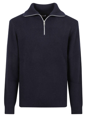 MAGLIONE UOMO MEZZA ZIP ENGLISH RIB  - SUN68 K46147 07 NAVY BLUE SUN68 