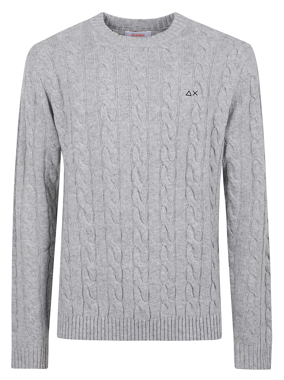 MAGLIONE GIROCOLLO UOMO CABLE KNIT - SUN68 K46150 06 Grigio chiaro SUN68 