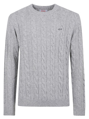 MAGLIONE GIROCOLLO UOMO CABLE KNIT - SUN68 K46150 06 Grigio chiaro SUN68 