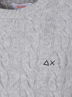 MAGLIONE GIROCOLLO UOMO CABLE KNIT - SUN68 K46150 06 Grigio chiaro SUN68 