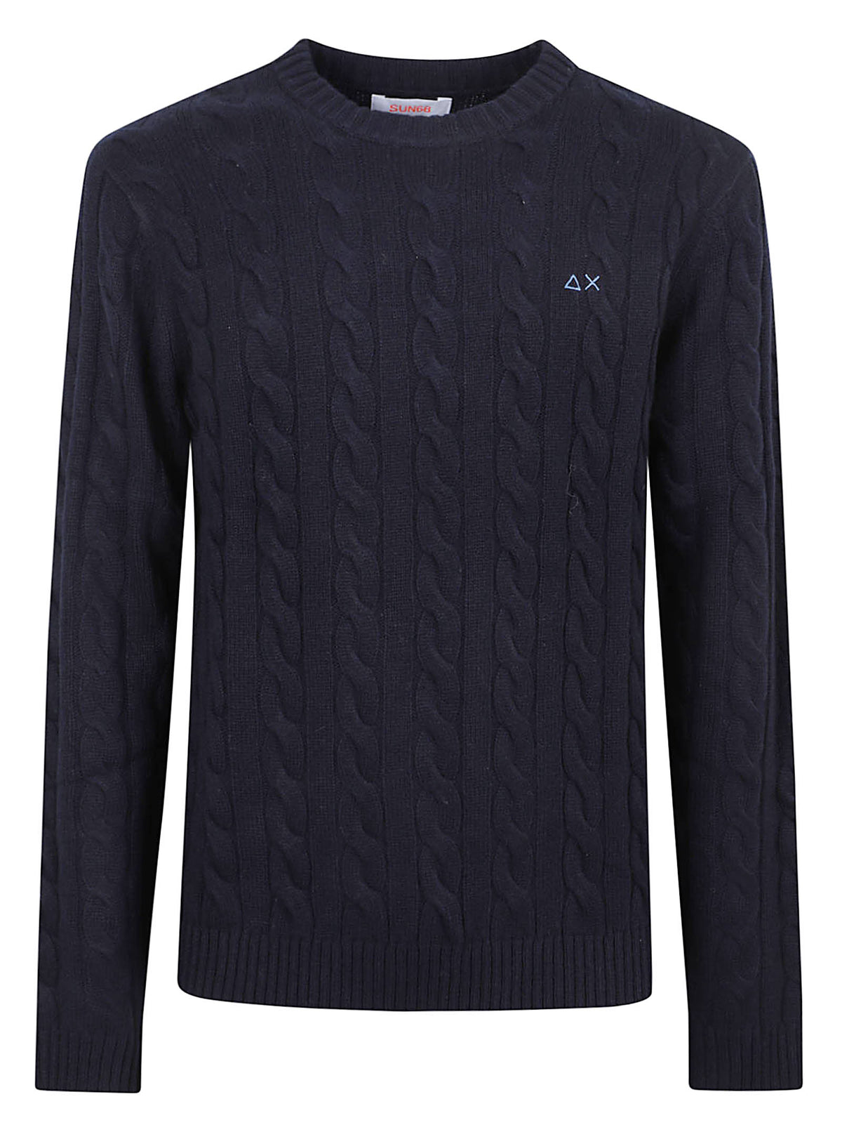 MAGLIONE GIROCOLLO UOMO CABLE KNIT - SUN68 K46150 07 NAVY BLUE SUN68 