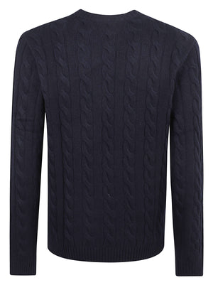 MAGLIONE GIROCOLLO UOMO CABLE KNIT - SUN68 K46150 07 NAVY BLUE SUN68 