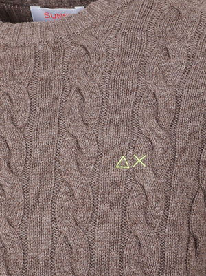 MAGLIONE GIROCOLLO UOMO CABLE KNIT - SUN68 K46150 66 Tortora SUN68 