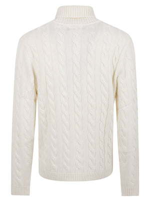 MAGLIONE UOMO A COLLO ALTO CABLE KNIT - SUN68<BR/> K46151 31 BIANCO PANNA SUN68 