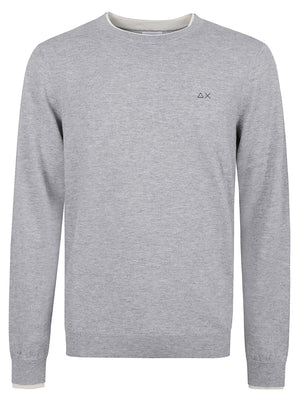 MAGLIONE GIROCOLLO UOMO DOUBLE RIB - SUN68 K46159 06 Grigio chiaro SUN68 