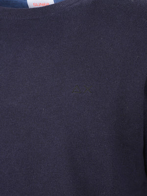 MAGLIONE GIROCOLLO UOMO ENGLISH RIB - SUN68 K46160 07 NAVY BLUE SUN68 