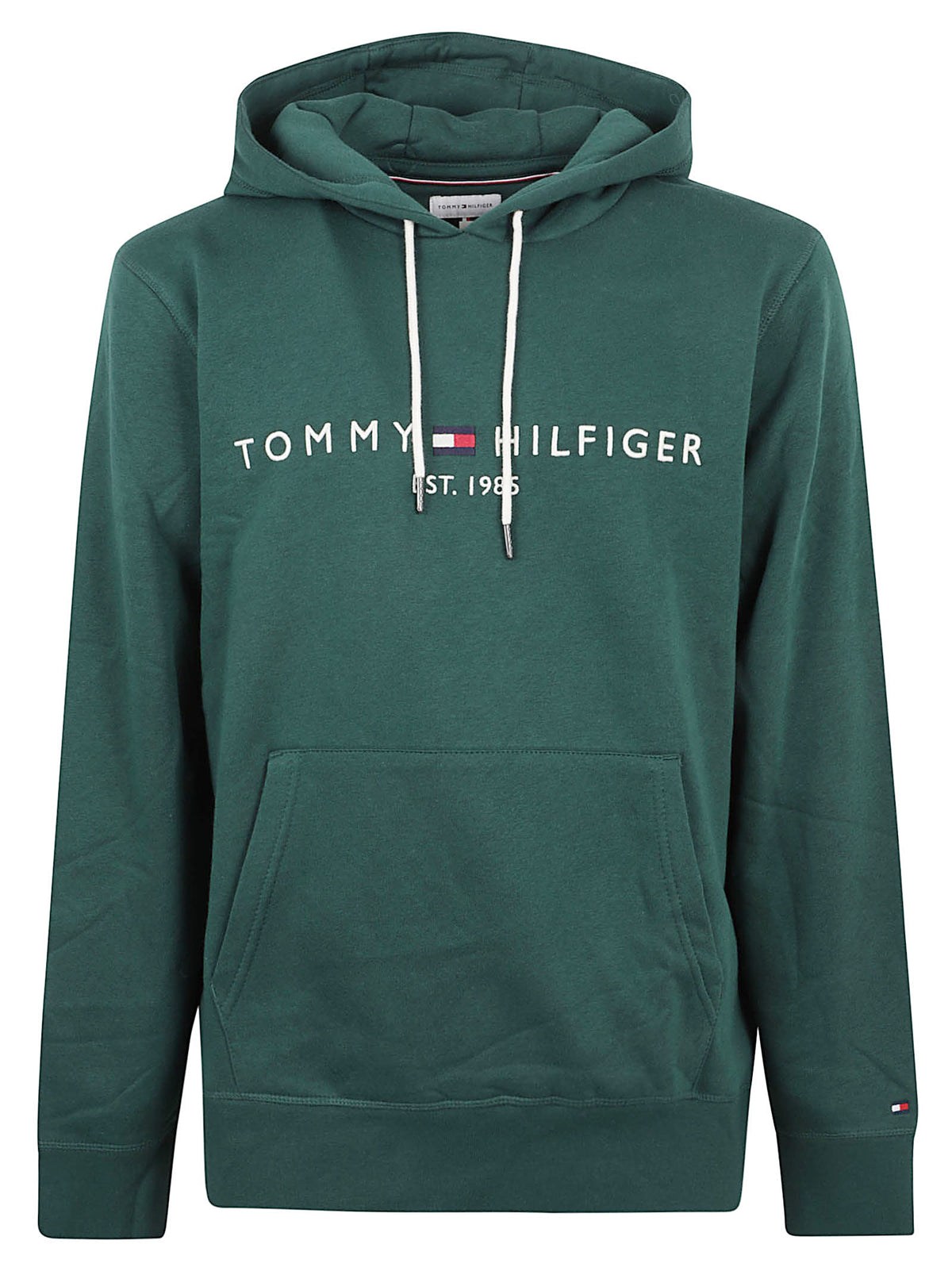 FELPA UOMO CON CAPPUCCIO TOMMY LOGO HOODY - TOMMY HILFIGER<BR/> MW0MW11599 L6K ORNAMENTAL GREEN TOMMY 1 LINEA 